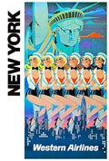 Visit New York City Vintage Style Air Travel Poster 1970 Fine Art Print