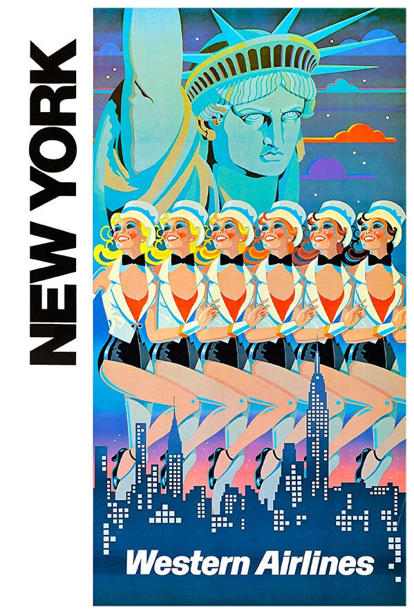 Visit New York City Vintage Style Air Travel Poster 1970 Fine Art Print