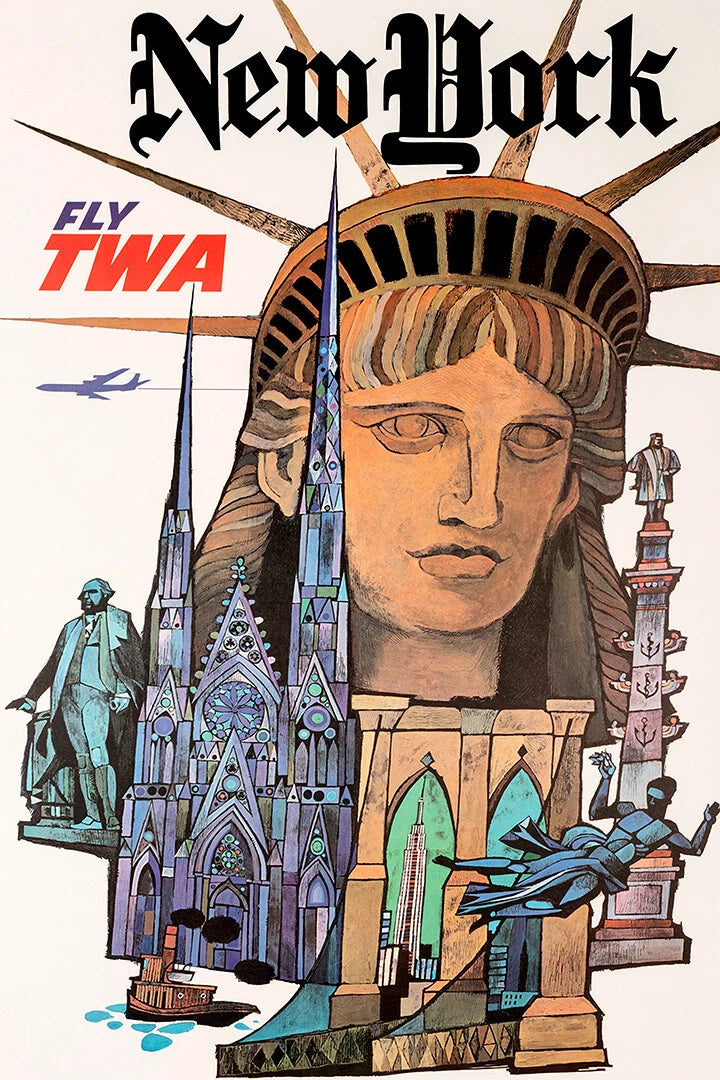 TWA New York City Travel Poster - Mid-Century Airline 1960 Fine Art Print