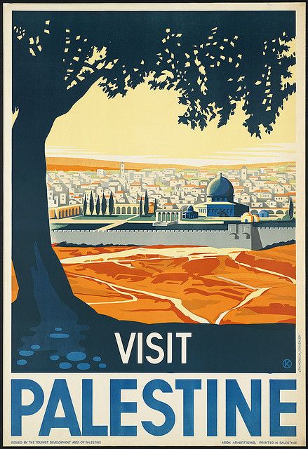 Visit Palestine Old Jerusalem Vintage Travel Poster 1936 Fine Art Print
