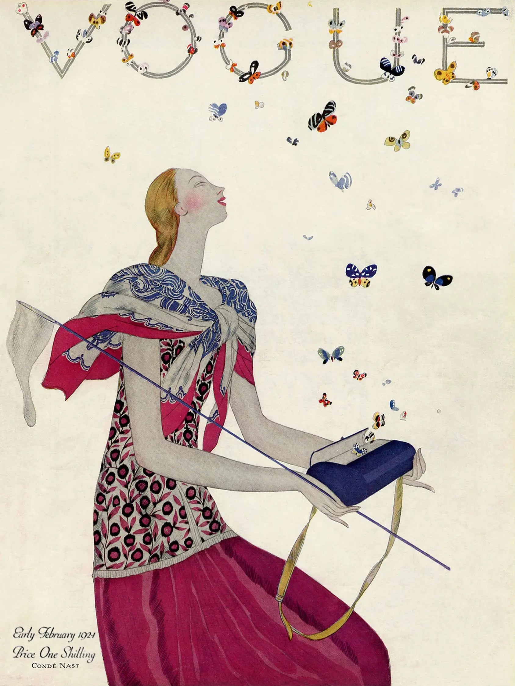 {{ product_title }} Fine Art Print | {{ product_vendor }} Jakero77 Vogue Vintage Fashion Cover Butterflies in Spring (1924) - 17" x 22" Art Print Art Print  Jakero77