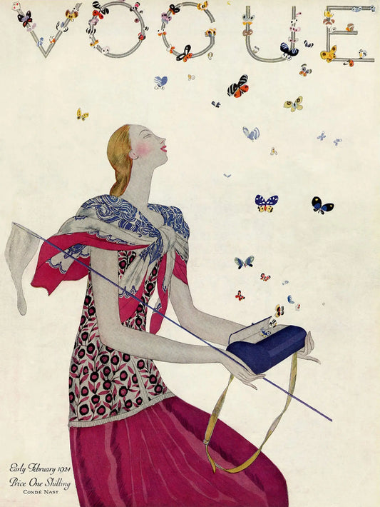 {{ product_title }} Fine Art Print | {{ product_vendor }} Jakero77 Vogue Vintage Fashion Cover Butterflies in Spring (1924) - 17" x 22" Art Print Art Print  Jakero77