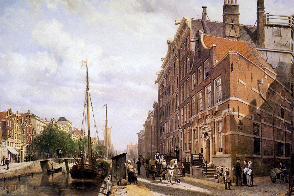Cornelis Springer Voorburgwal in Amsterdam 1883 Fine Art Print