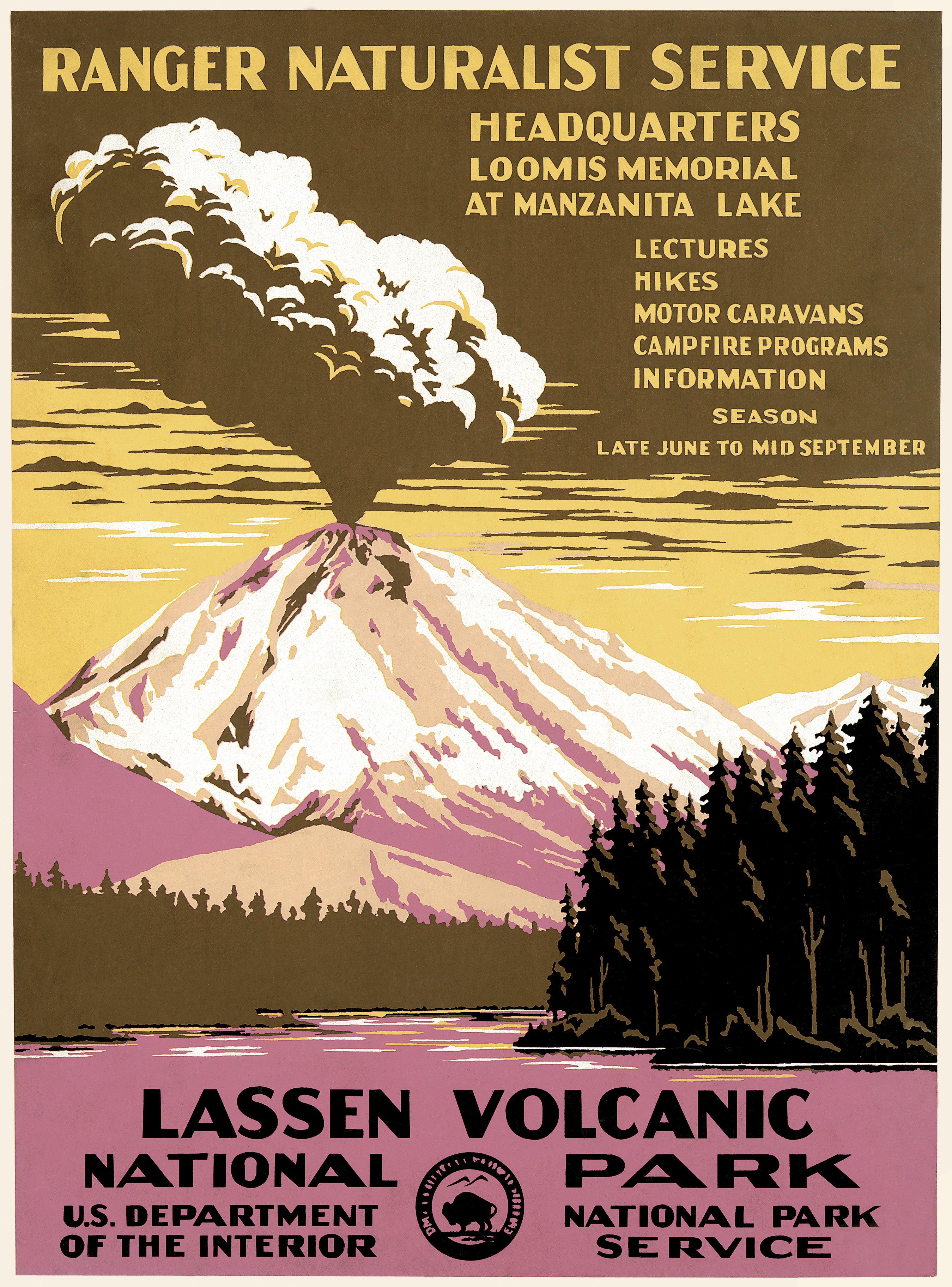 Lassen Volcanic National Park WPA Ranger Naturalist 1938  Fine Art Print