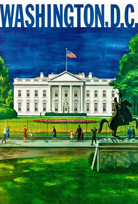 Washington DC White House Vintage Travel Poster 1930 Fine Art Print