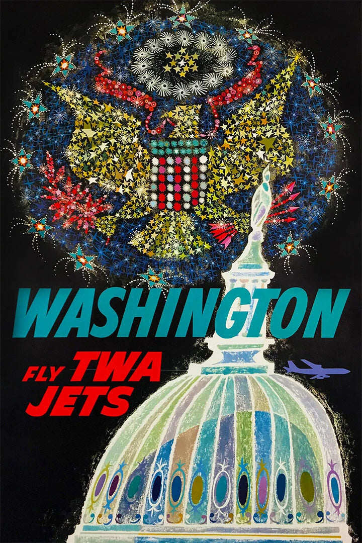 TWA Washington DC Capitol Vintage Style Travel Poster 1960 Fine Art Print