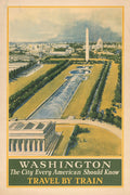 Washington DC Vintage Railroad Travel Poster Print 1930 Fine Art Print
