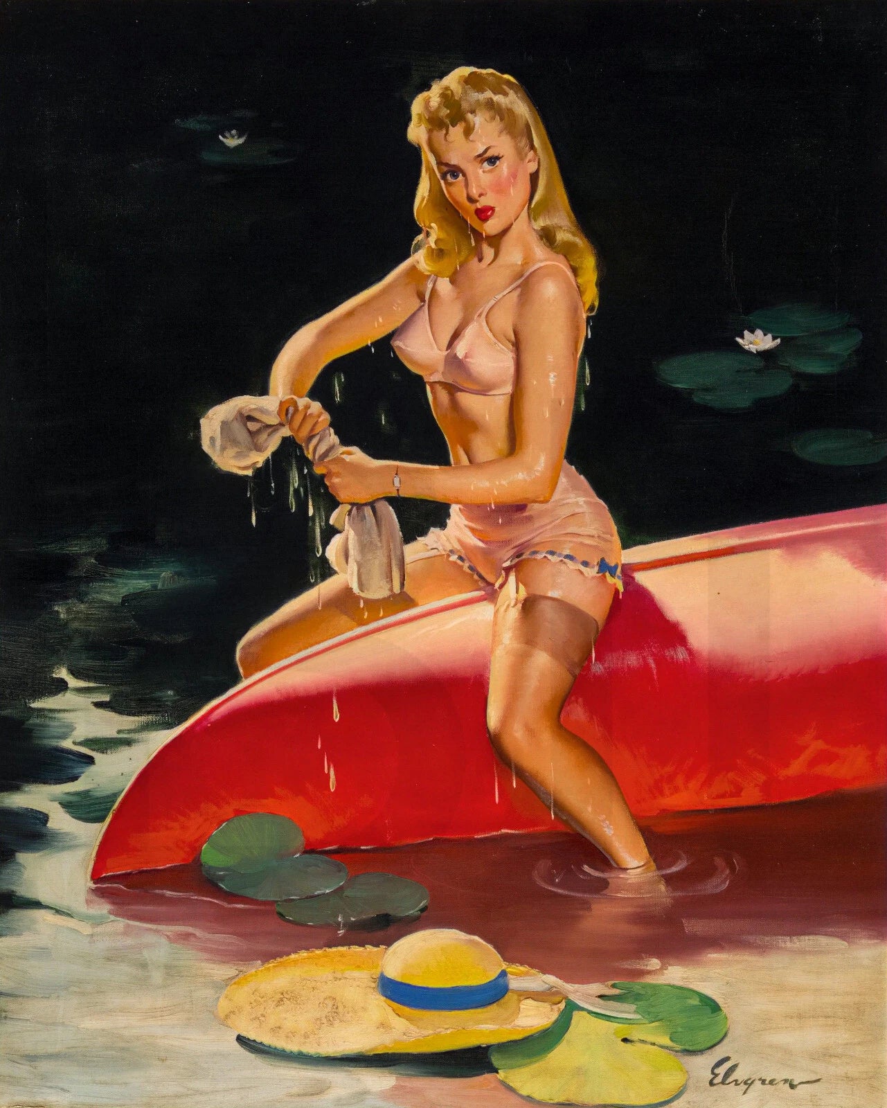 We Had a Little Falling Out Vintage Style Gil Elvgren 1958 Fine Art Print