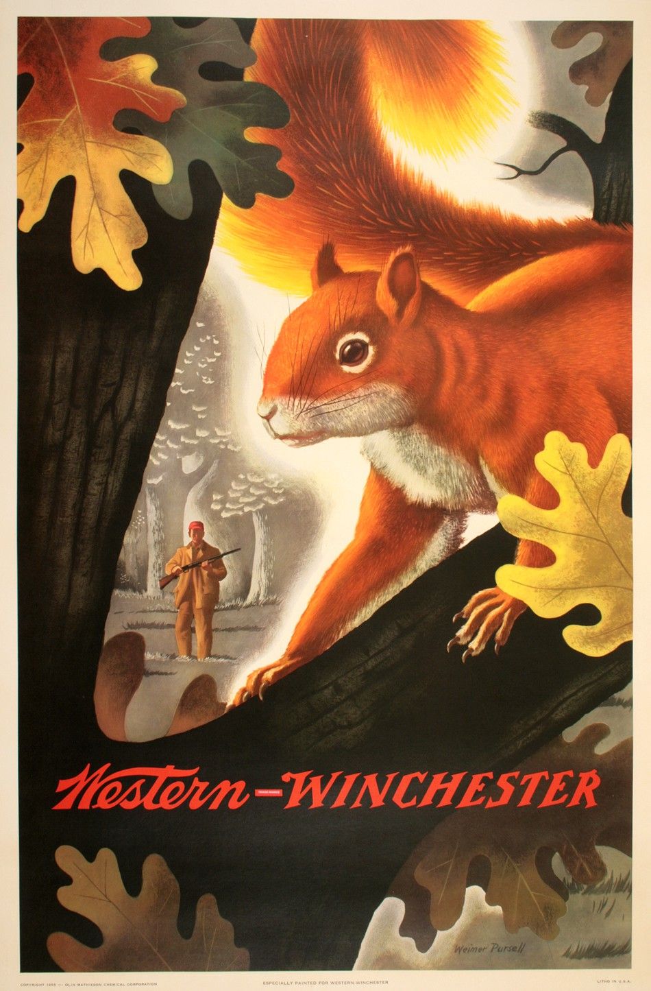 Winchester Vintage Style Squirrel Hunting Poster Print Fine Art Print