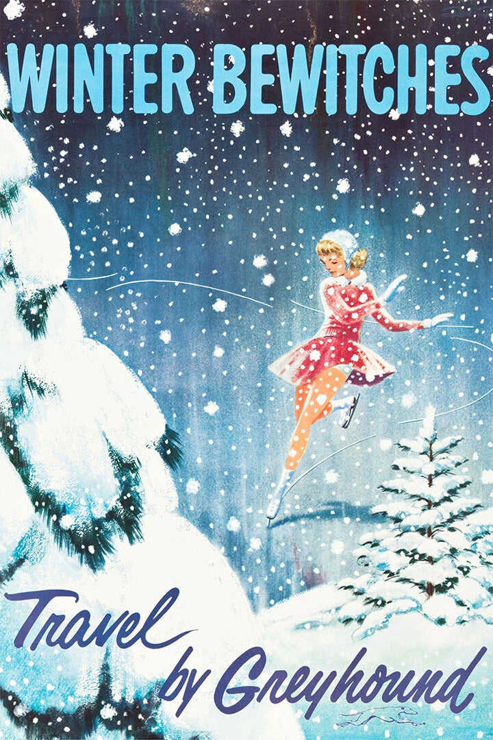 Winter Bewitches Vintage Style Travel Poster Print 1960 Fine Art Print