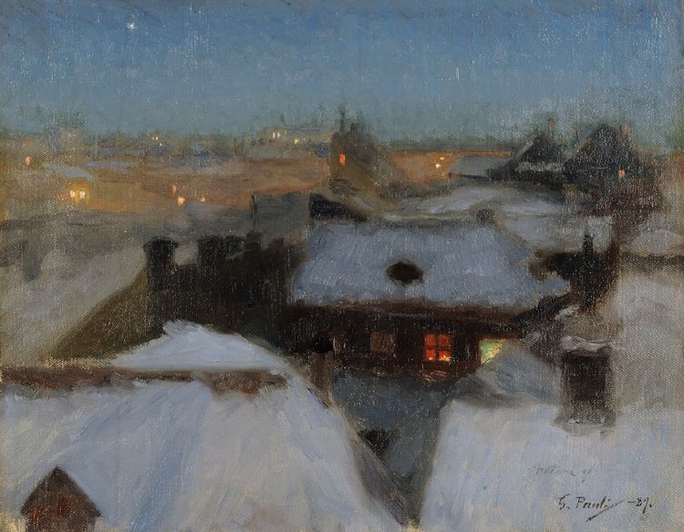 Georg Pauli Winter Evening at Söder, Stockholm 1889 Fine Art Print