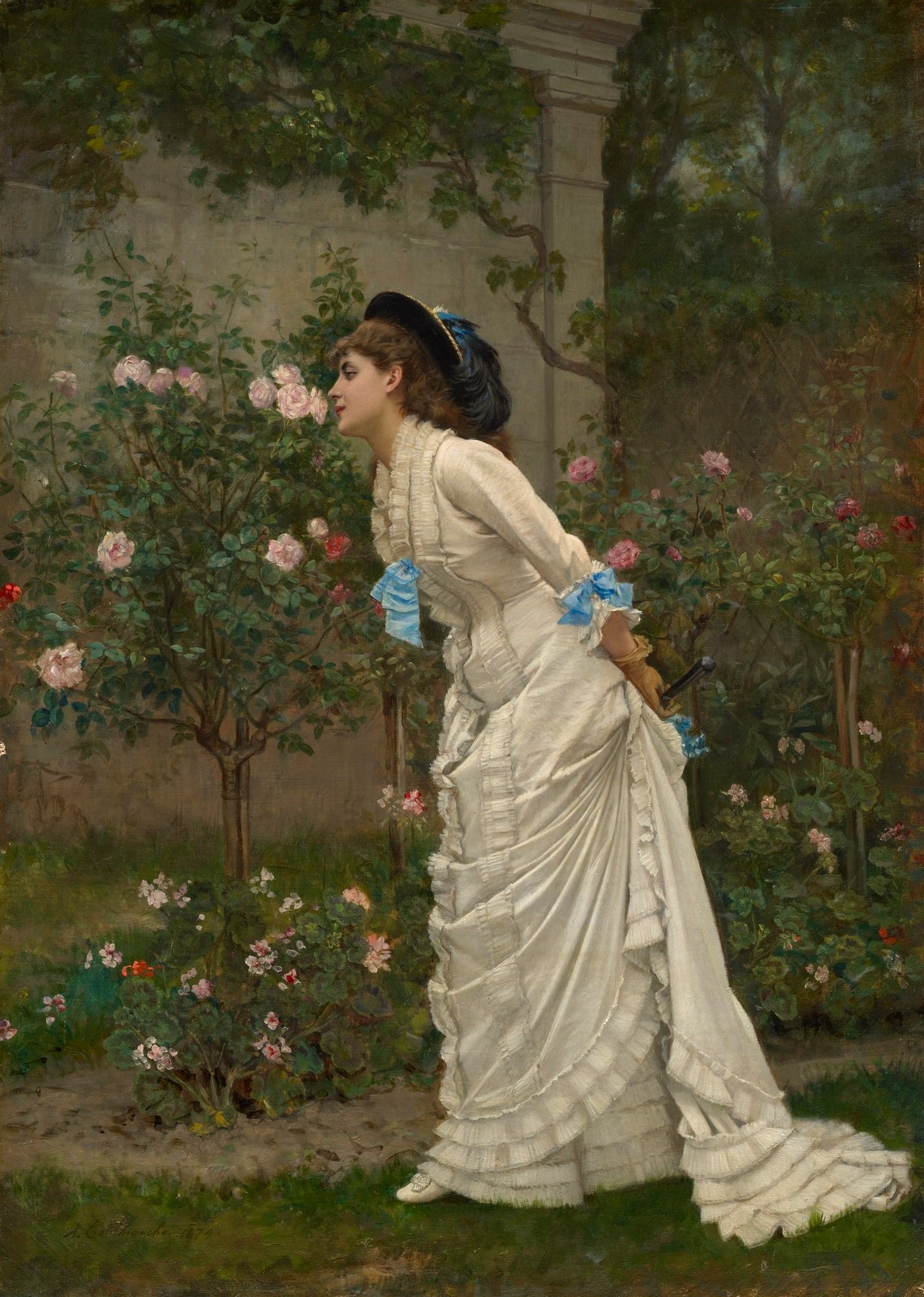 Auguste Toulmouche Woman and roses 1879 Fine Art Print