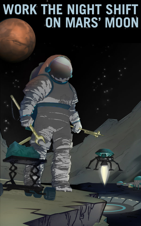NASA Work the Night Shift on Mars Space Exploration Fine Art Print