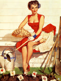 Gil Elvgren "Worth Cultivating" Vintage Pin-Up Girl 1952 Fine Art Print
