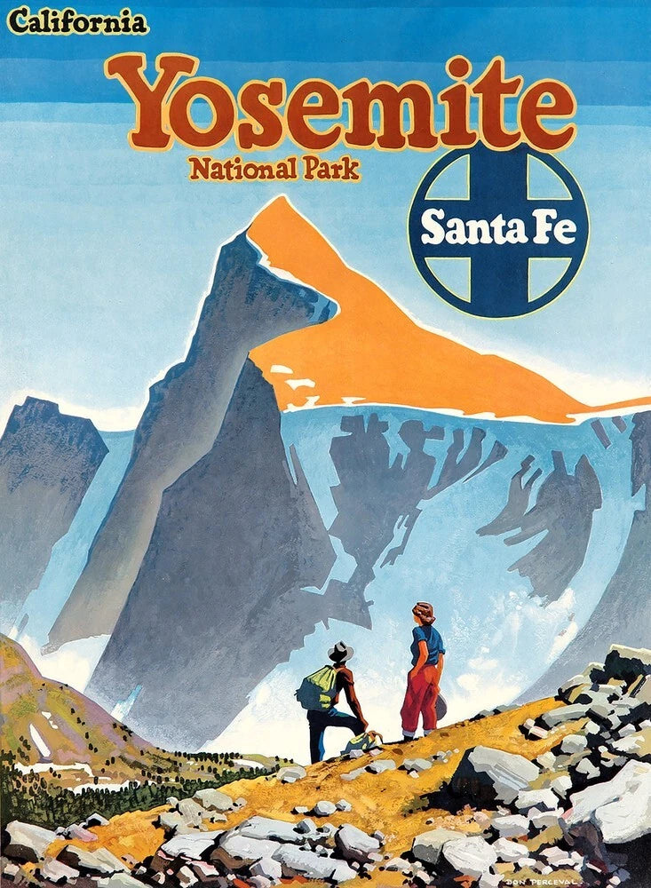 Yosemite Santa Fe Railroad Vintage Travel Poster Print 1949 Fine Art Print