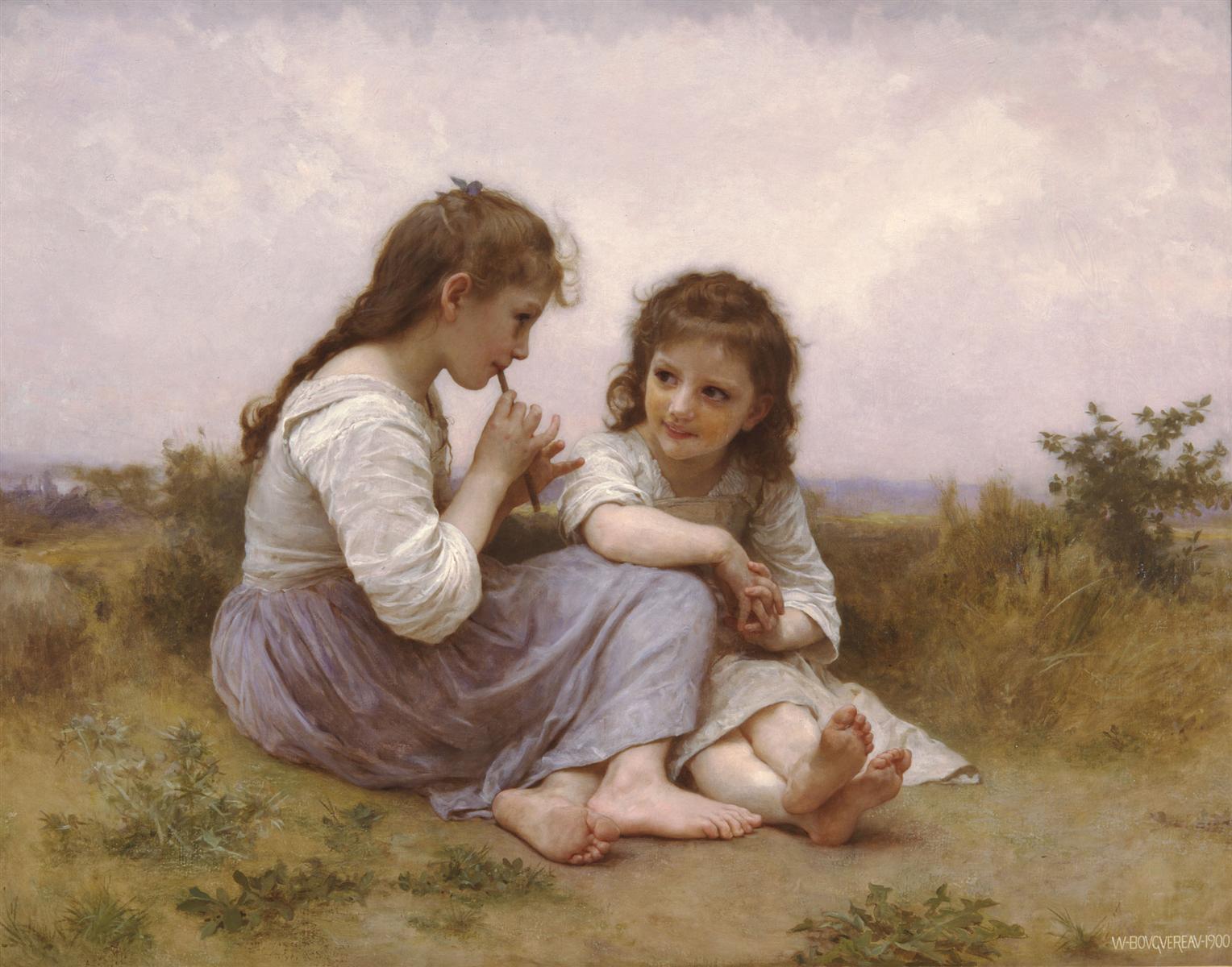 William-Adolphe Bouguereau A Childhood Idyll 1900  Fine Art Print