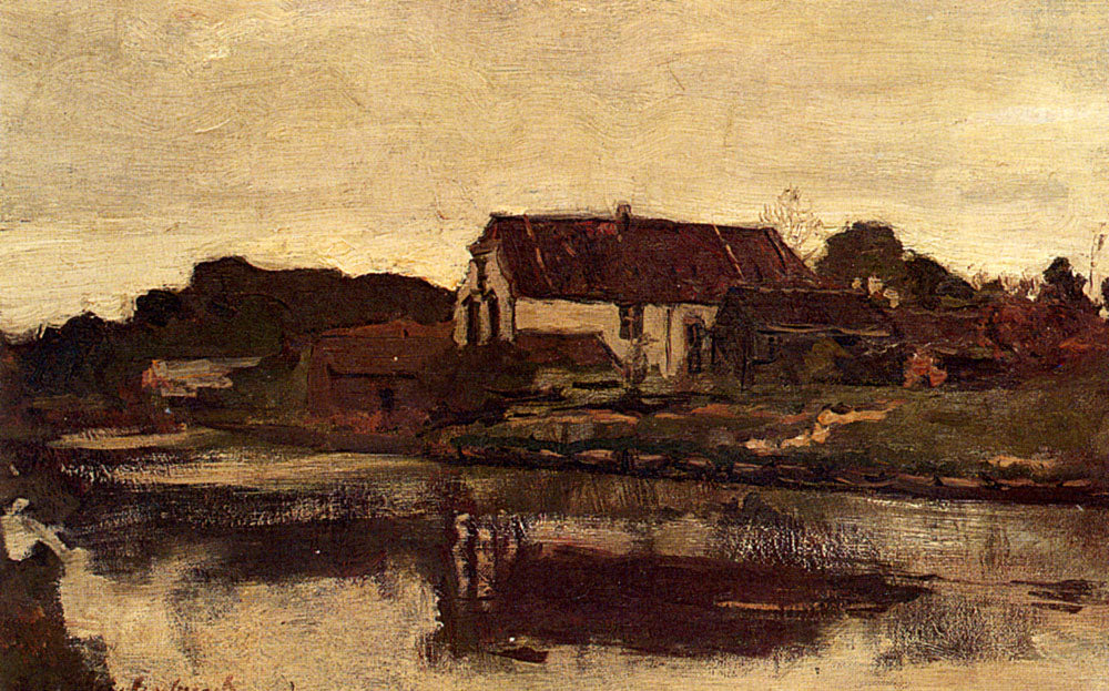 Johan Hendrik Weissenbruch A Farm On The Waterfront 1903 Fine Art Print