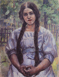 Vasily Surikov A Girl with Braids. Portrait of A. A. Dobrinskaya. 1910 Fine Art Print