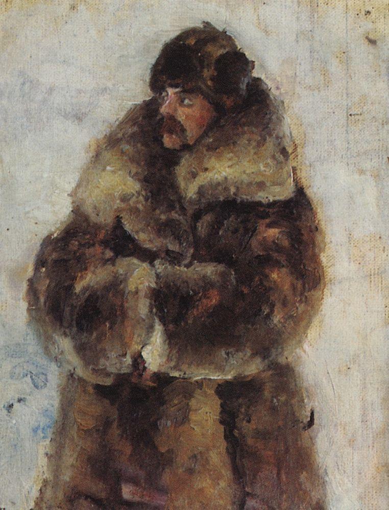 Vasily Surikov A. I. Surikov with Fur Coat. Study to "Taking the Snow Town". 1890 Fine Art Print