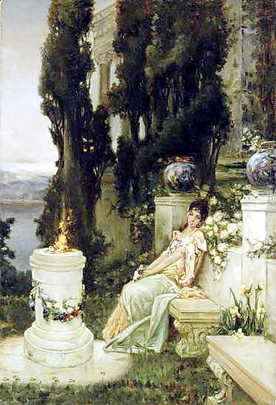 Wilhelm Kotarbinski A Lady on a Marble Bench in Ancient Rome 1909 Fine Art Print