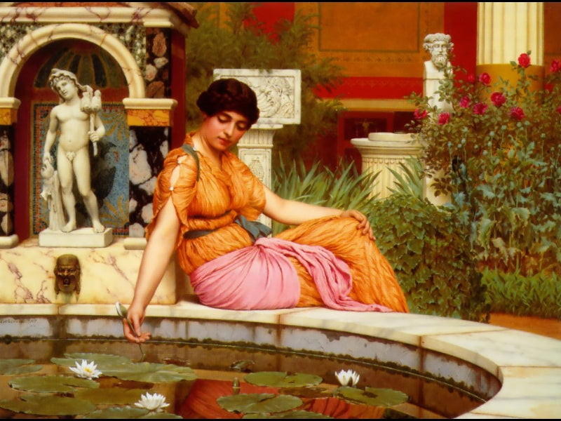 John William Godward A Lily Pond 1917 Fine Art Print
