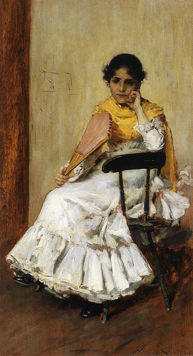 William Merritt Chase A Spanish Girl (Portrait of Mrs. Chase in Spanish Dress) 1916  Fine Art Print