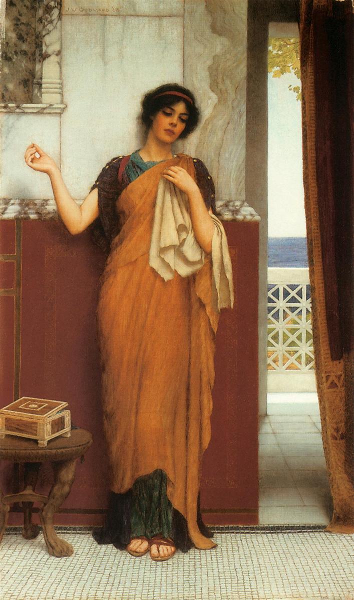 John William Godward A Stitch in Time (Idle Thoughts) 1898 Fine Art Print