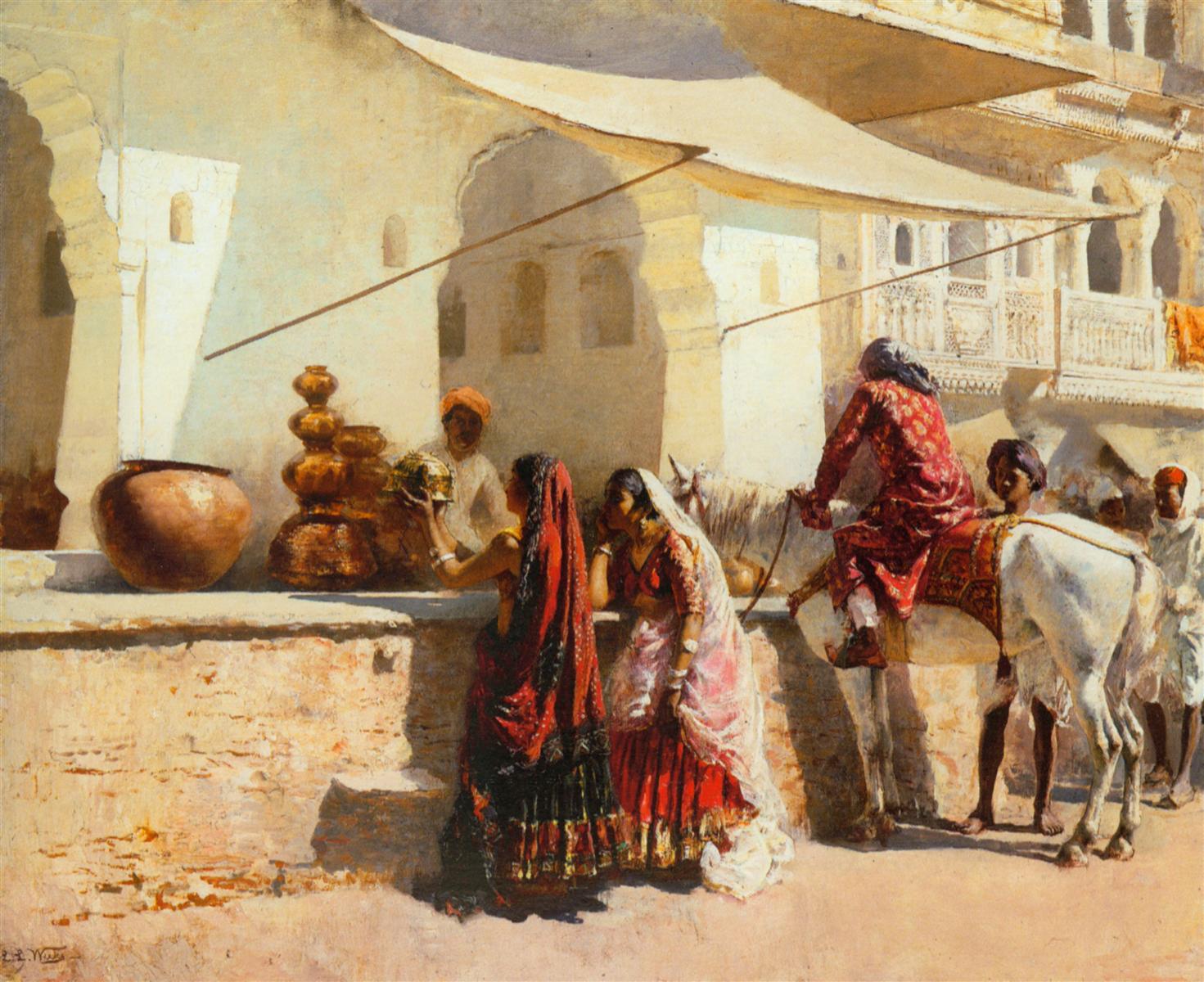 Edwin Lord Weeks A Street Market Scene, India 1887 Fine Art Print