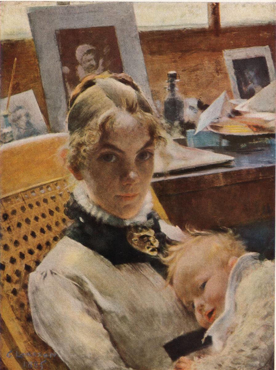 Carl Larsson A Studio Idyll. The Artist's Wife with Daughter Suzanne 1885 Fine Art Print