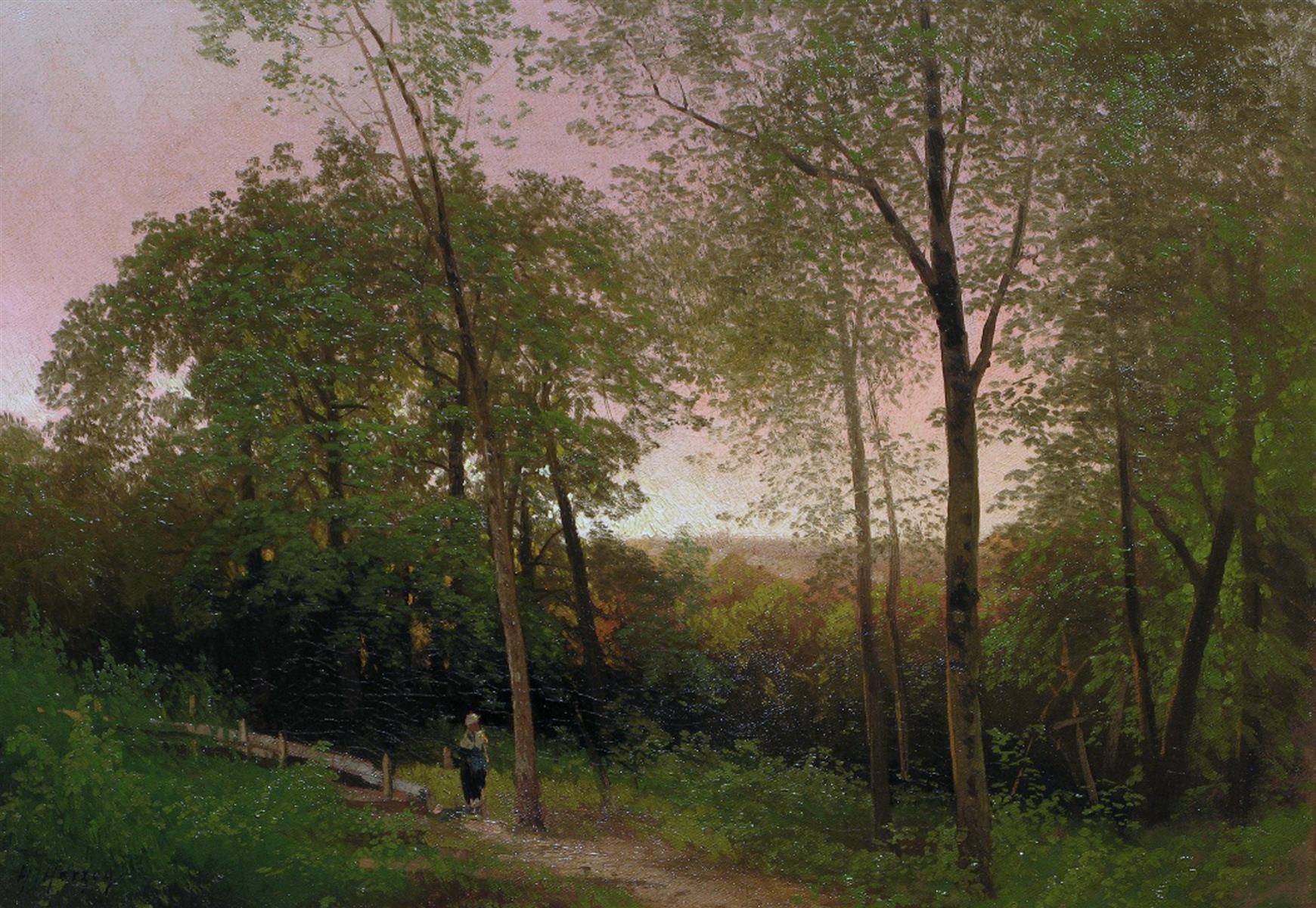 Hermann Ottomar Herzog A Walk Along a Path at Sunset 1875 Fine Art Print