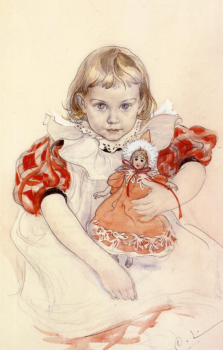 Carl Larsson A Young Girl with a Doll 1897 Fine Art Print