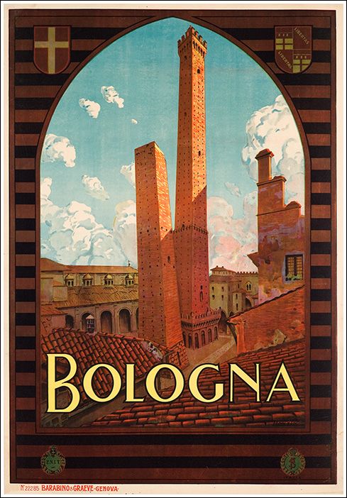 Bologna Italy Vintage Travel Poster Italian 1920 Fine Art Print