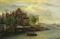 Andreas Achenbach Evening Mood in Een Hollandse Haven 1880 Fine Art Print
