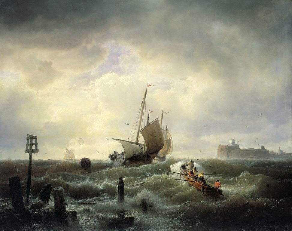 Andreas Achenbach Entrance To The Harbor Of Hellevoetsluis 1880-1890 Fine Art Print