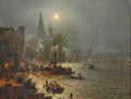 Andreas Achenbach Night view, Amsterdam 1900 Fine Art Print