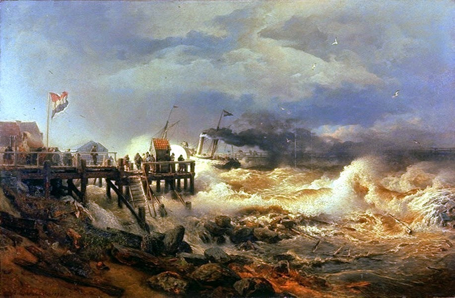 Andreas Achenbach Departure Of A Steamship, Storm On The Dutch Coast 1880-1890 Fine Art Print