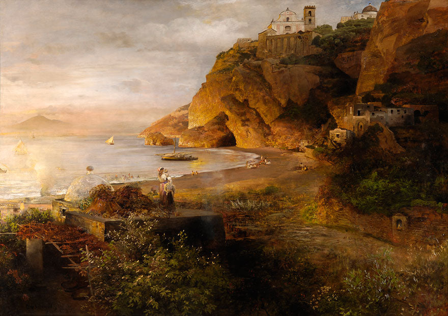 Oswald Achenbach Vico Equense on the Sorrentine Coast with the Cattedrale dell'Annunziata 1903 Fine Art Print
