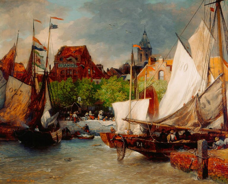 Andreas Achenbach Vismarkt, Ostend 1880-1900 Fine Art Print