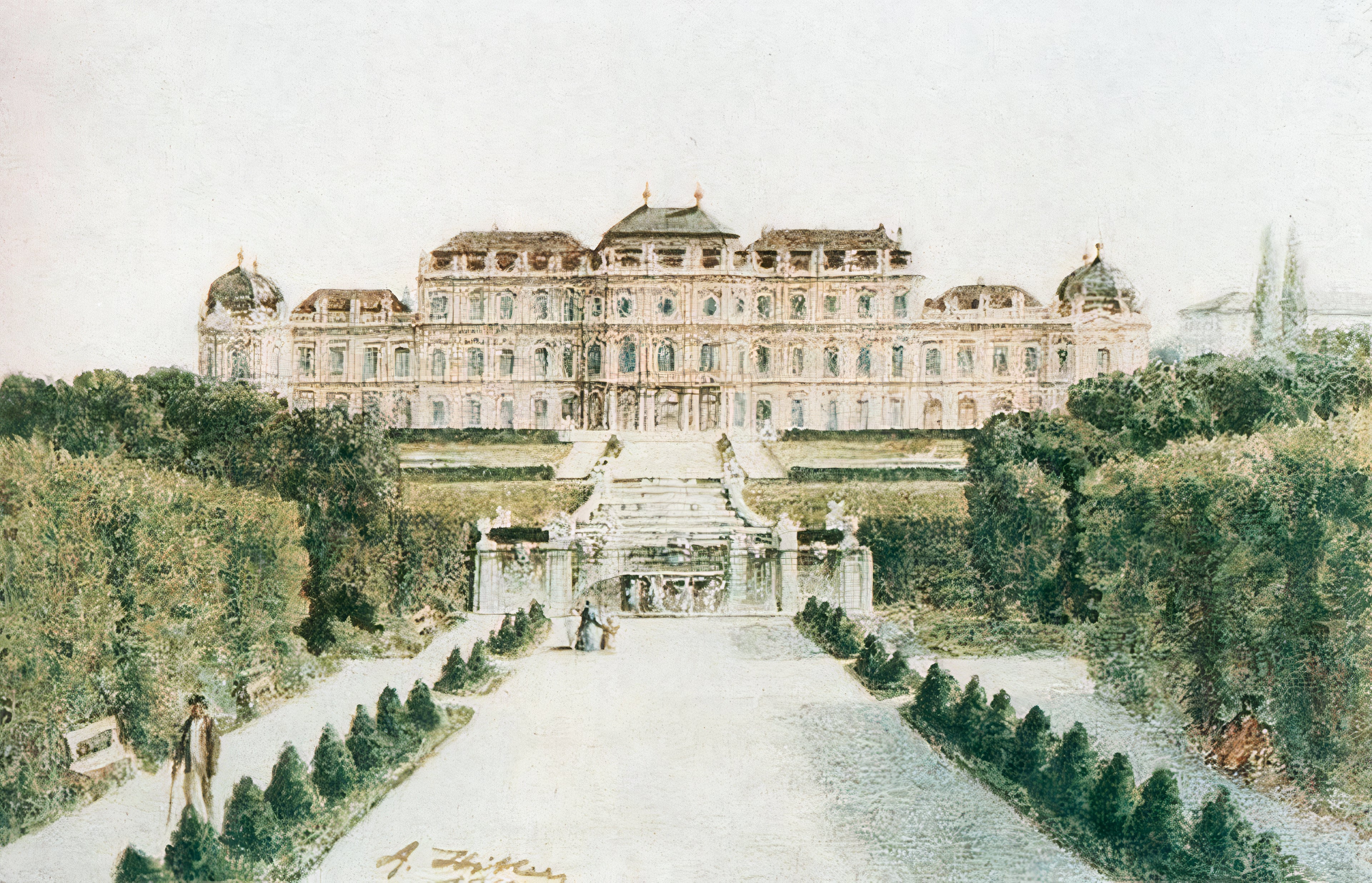 {{ product_title }} Fine Art Print | {{ product_vendor }} Jakero77 Adolf Hitler Schloss Belvedere Vienna 1910 Fine Art Print Art Print  Jakero77