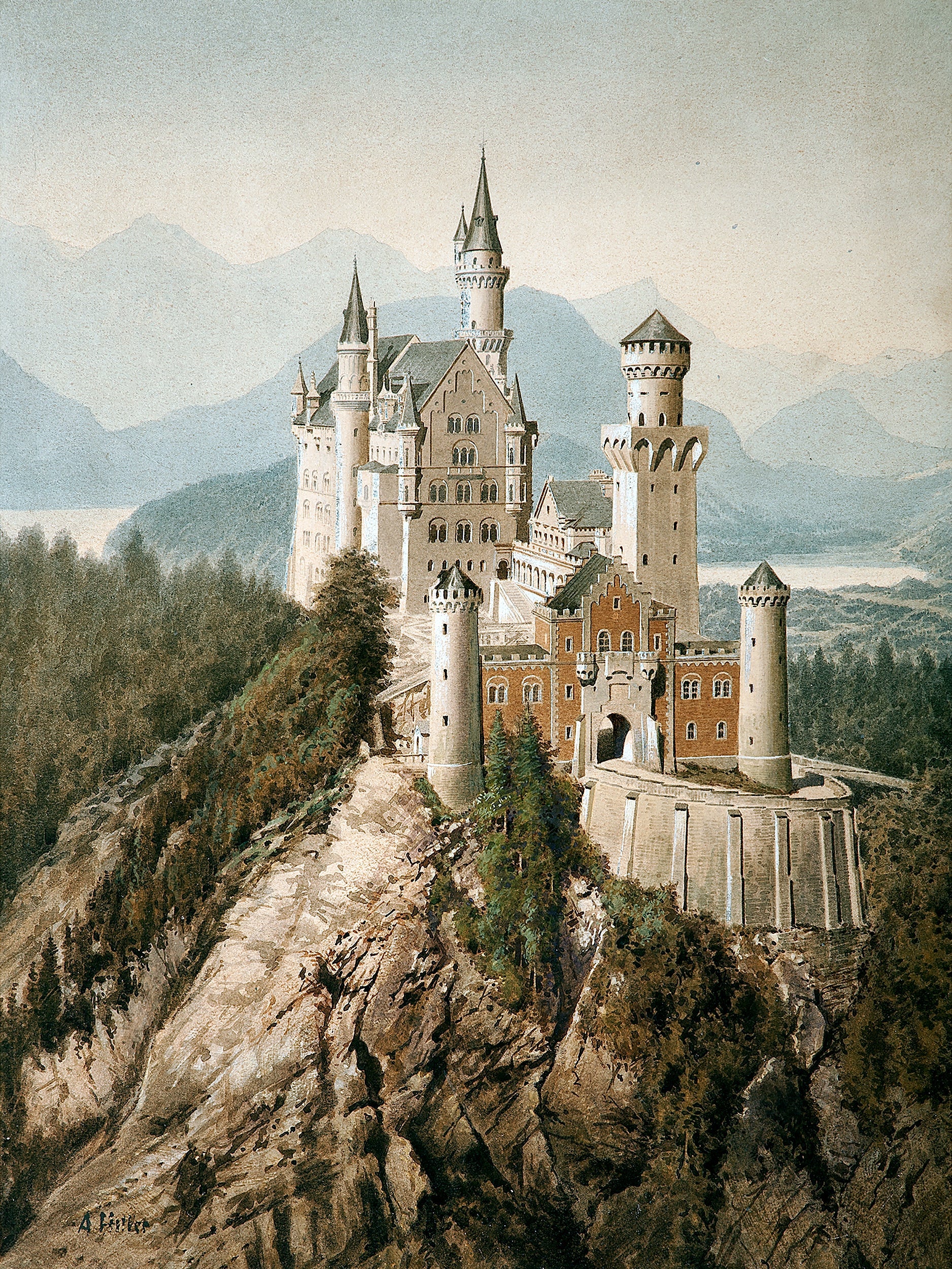 {{ product_title }} Fine Art Print | {{ product_vendor }} Jakero77 Adolf Hitler Schloss Neuschwanstein Castle 1907 Germany Fine Art Print Art Print  Jakero77