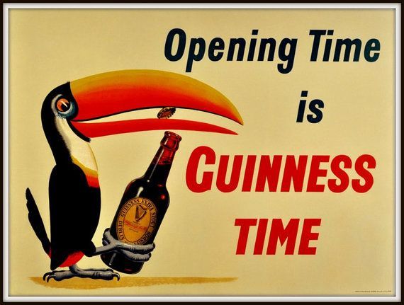 Opening Time is Guinness Time Vintage Style Bar Poster 1930 Fine Art Print
