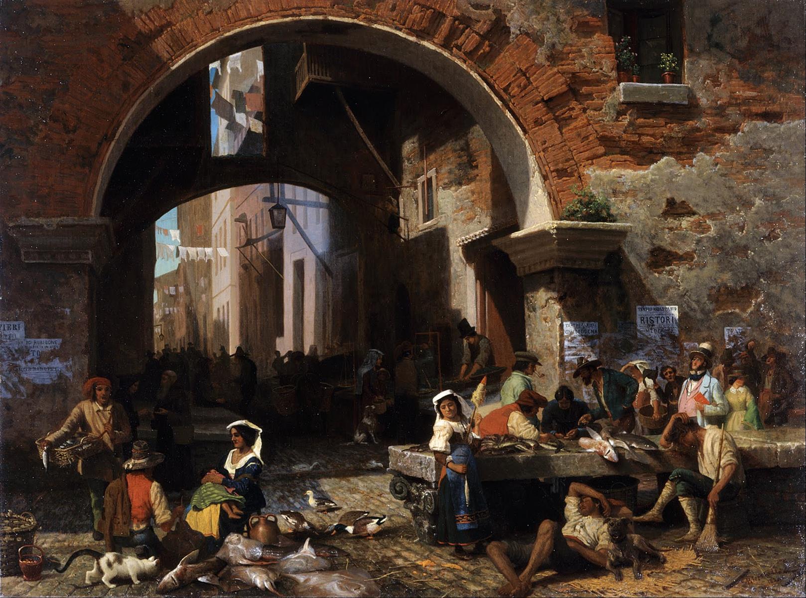 Albert Bierstadt Roman Fish Market. Arch of Octavius 1858 Fine Art Print