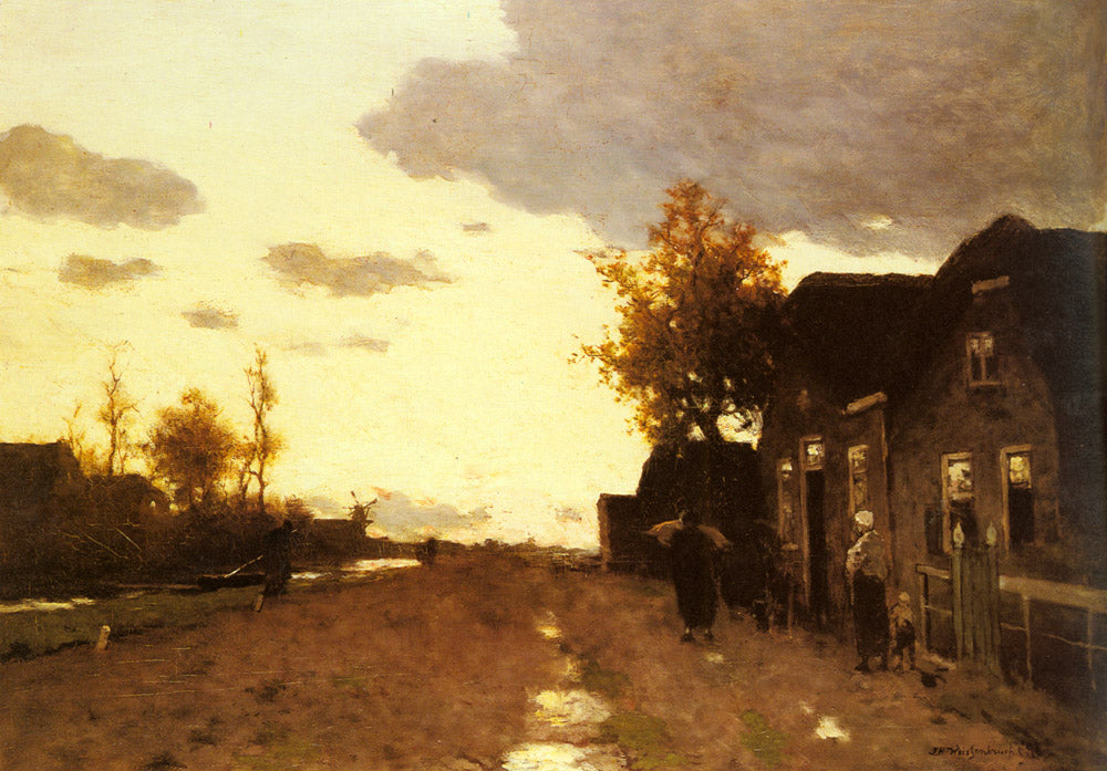 Johan Hendrik Weissenbruch Along the Canal 1893 Fine Art Print