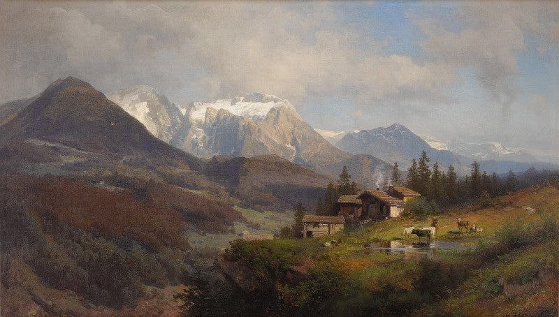 Hermann Ottomar Herzog An Alpine Village 1873 Fine Art Print