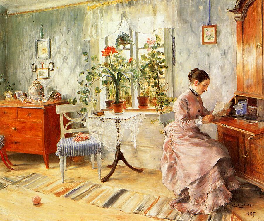 Carl Larsson An Interior with a Woman Reading 1885 Fine Art Print