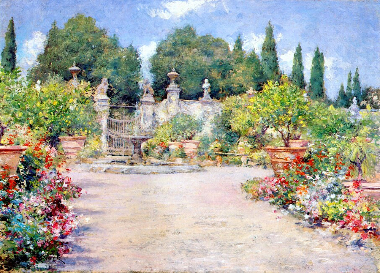 William Merritt Chase An Italian Garden 1909 Fine Art Print