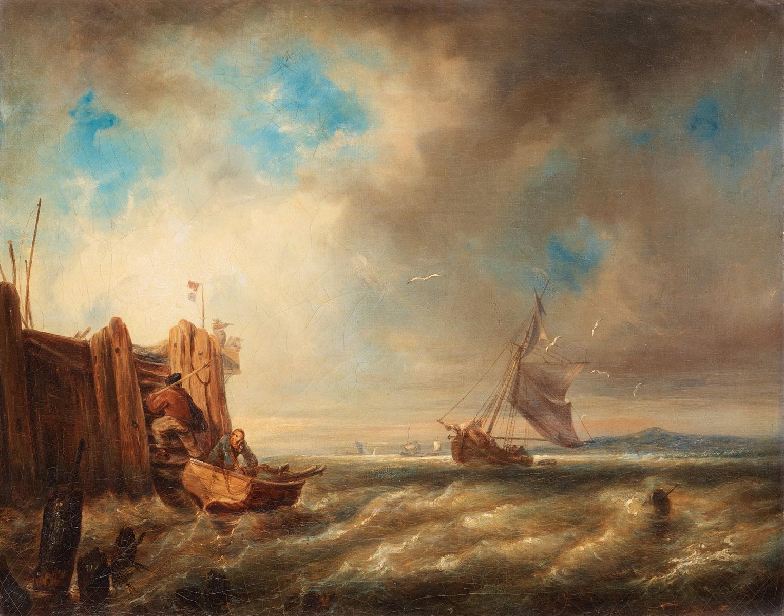 Andreas Achenbach By the Dock 1855 Fine Art Print