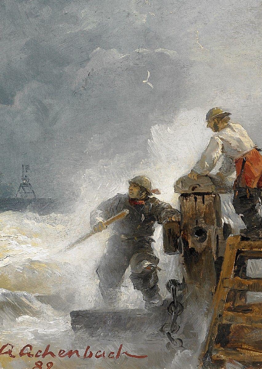 Andreas Achenbach At the Pier 1889 Fine Art Print