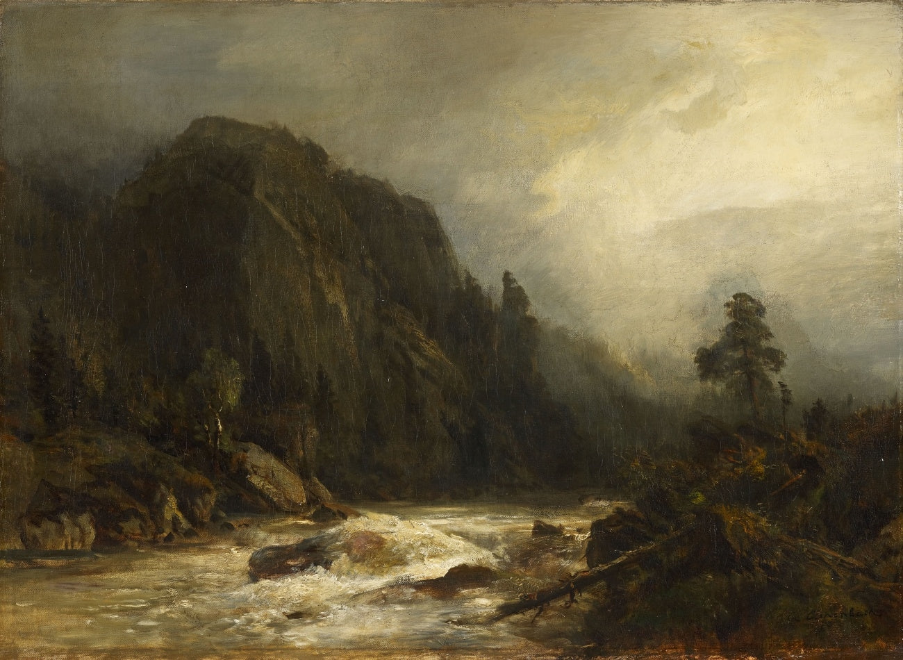 Andreas Achenbach Mountain Landscape with Brook 1865 Fine Art Print