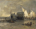 Andreas Achenbach Jetty with Sailing Boats 1891 Fine Art Print